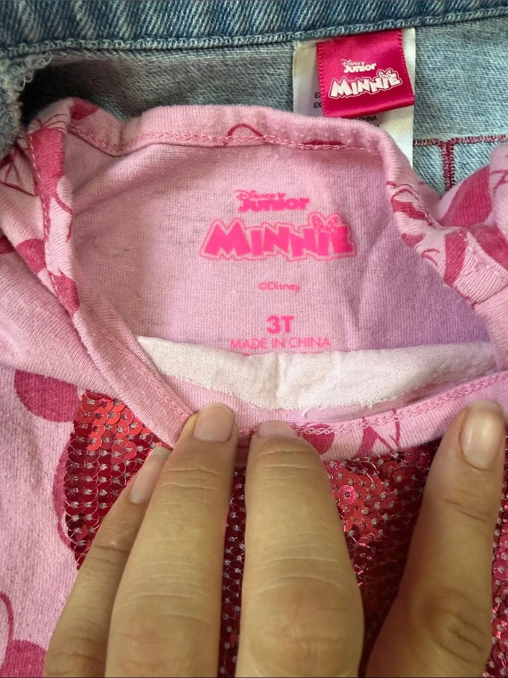 Minnie Mouse Denim Jacket and Bright Pink Leggings Set